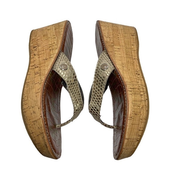 SAM Edelman Women’s Tan Cork Wedge Sandler Flip-Flop, Size 7.5M - Picture 9 of 11